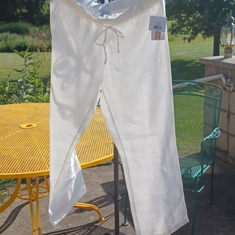 Ellen Tracy Linen pant, color Chalk, sz M